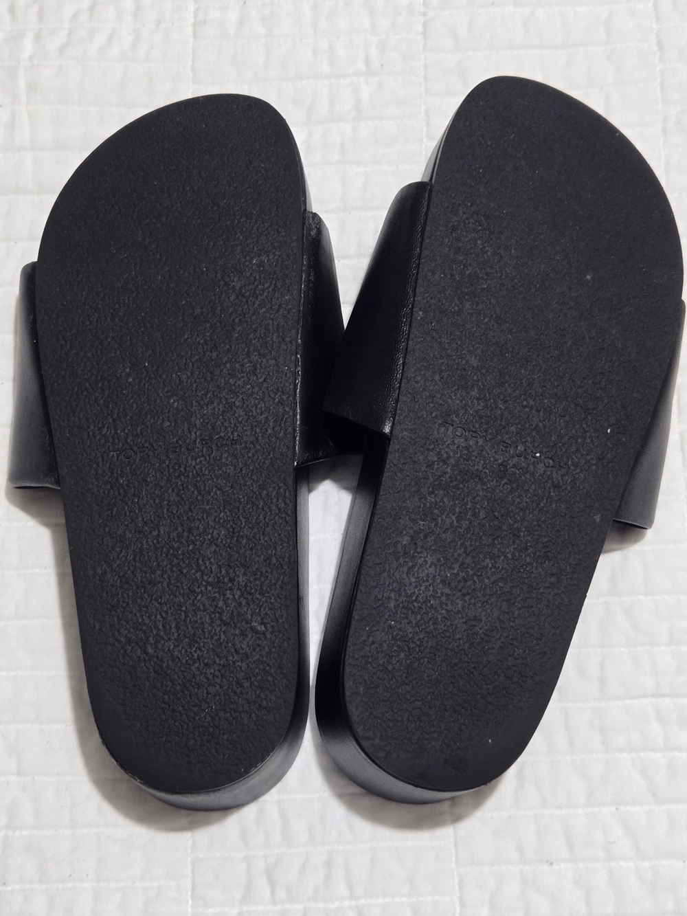 Tory Burch Black Slide Sandals with Gold Medallion - Picture 6 of 9